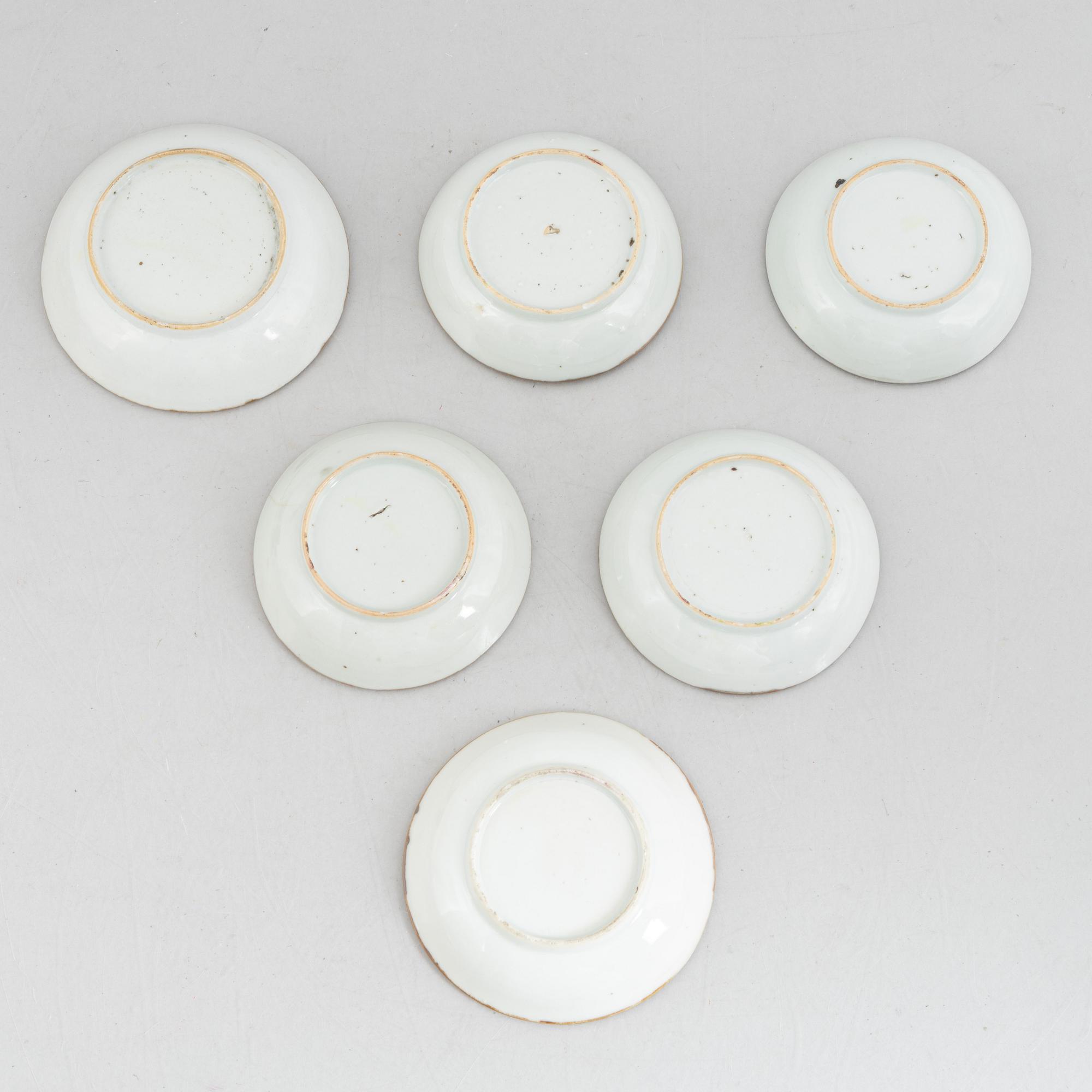 Six café au lait cups with sauces, China, Qianlong (1736-95).