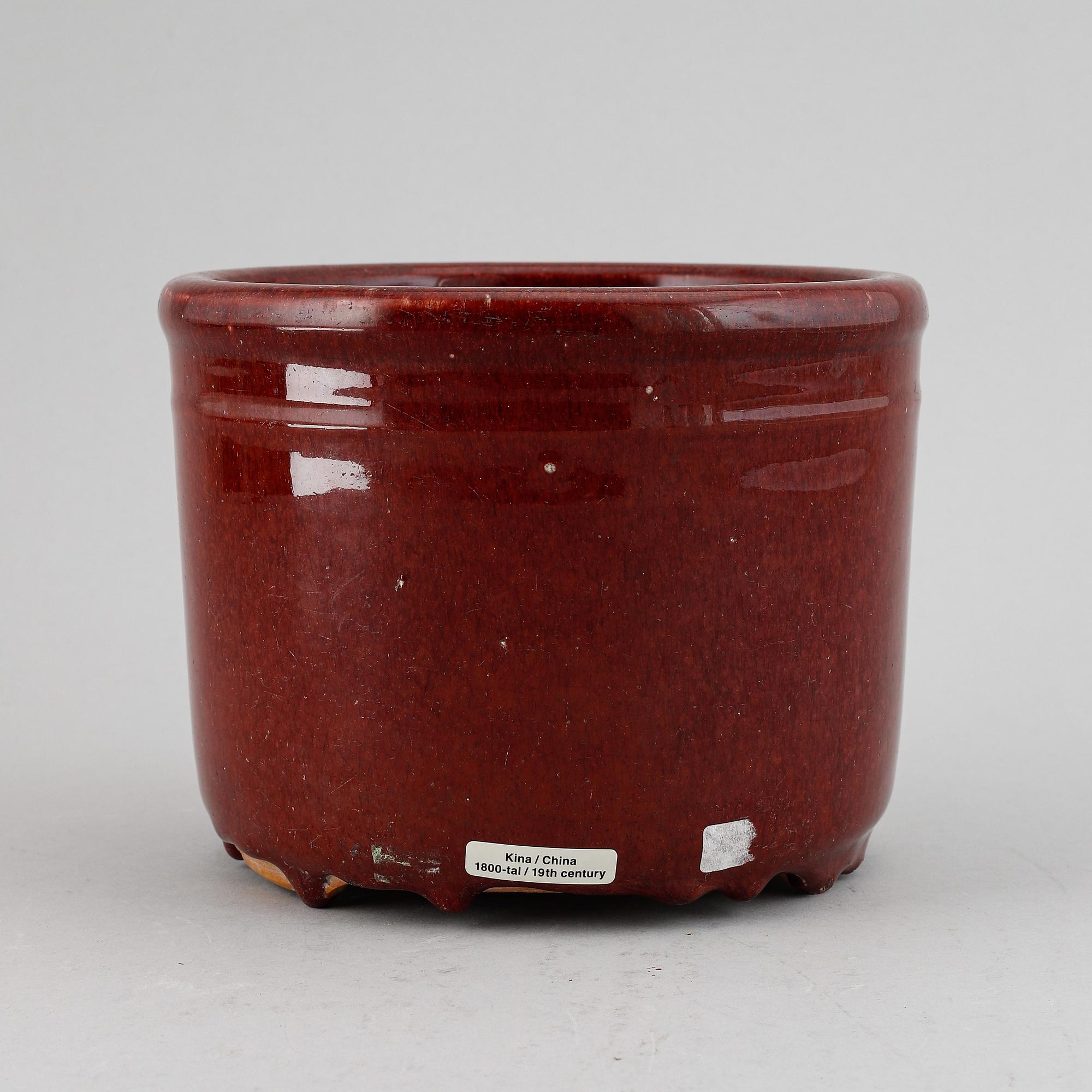 A sang de boef glazed censer/flower pot, China, early 20th Century.