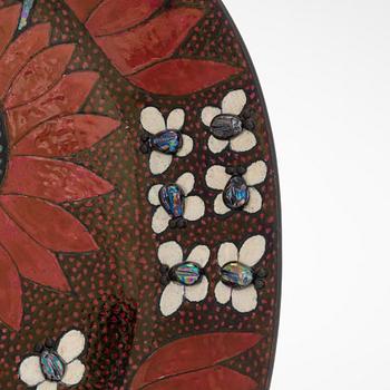 Birger Kaipiainen, dekorationsfat, stengods, signerat Kaipiainen Arabia Finland.