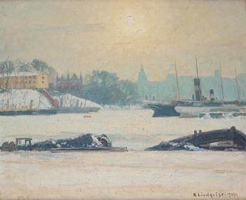 614. Herman Lindqvist, Winter motif against Skeppsholmen, Stockholm.