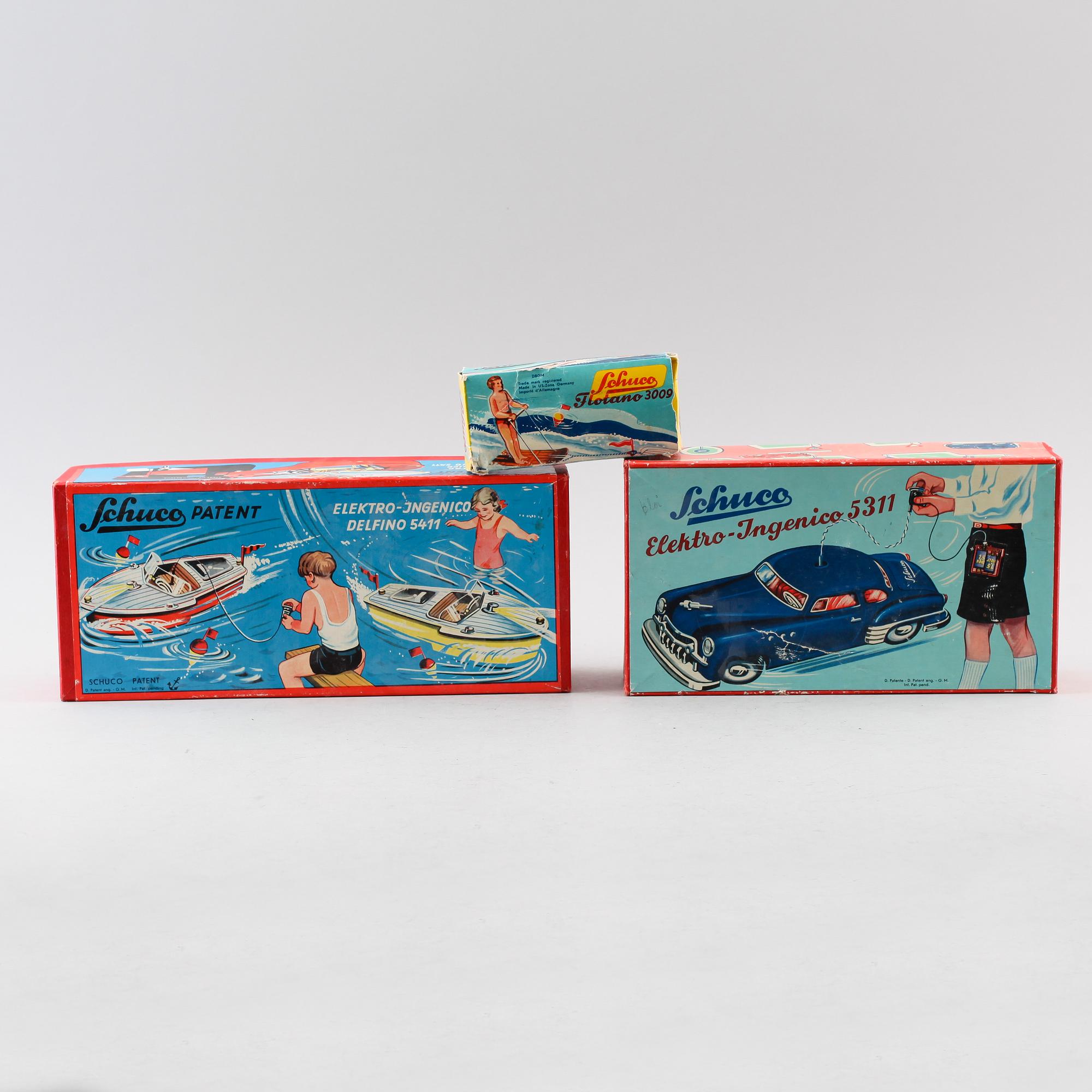 LEKSAKER, 3 st, Schuco, 1900-talets mitt.