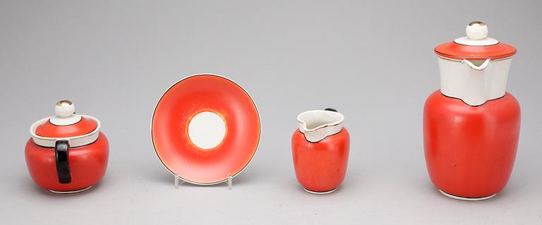 KAFFE/TESERVIS, 22 delar, porslin, bla "Karneval", Gefle/Uppsala Ekeby, 1900-tal.