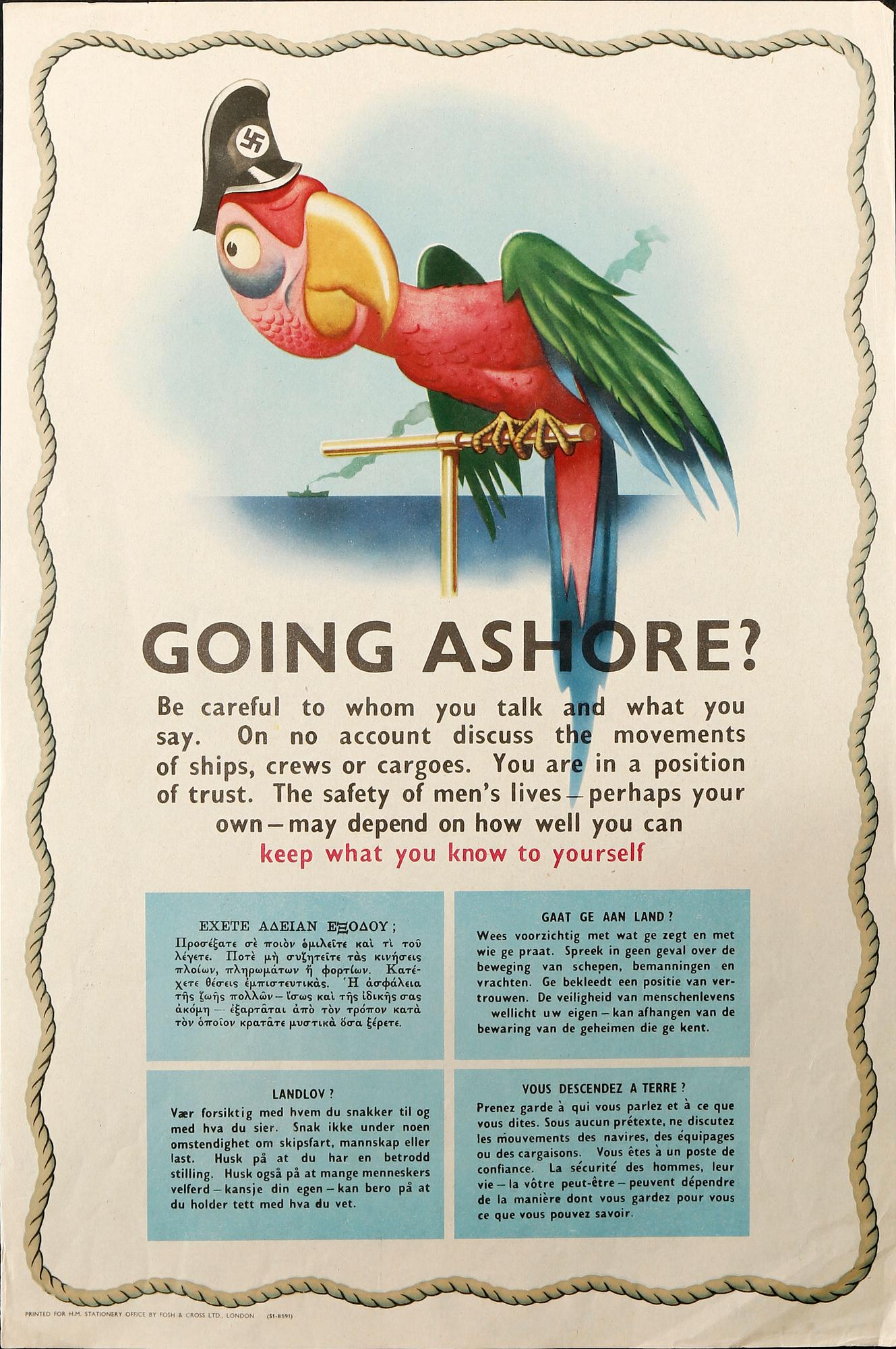 KRIGSAFFISCH, Going Ashore?, England 1940-tal.