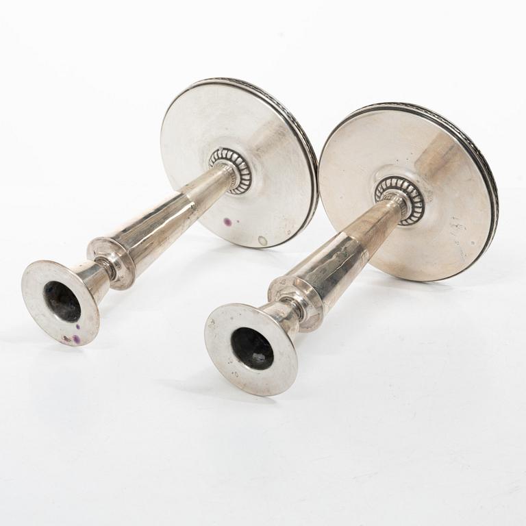 Eric Råström, Candelsticks, a pair, silver, Stockholm 1950.