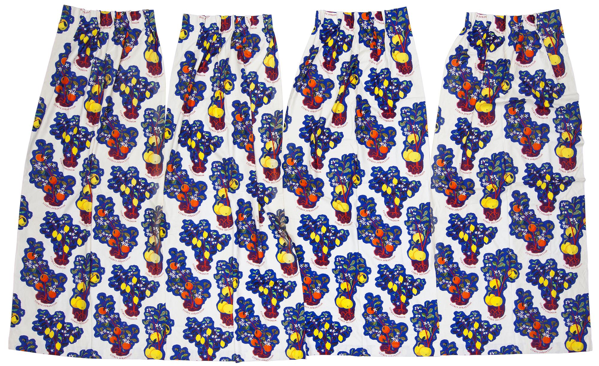 A set of four Josef Frank linnen curtains, Svenskt Tenn.