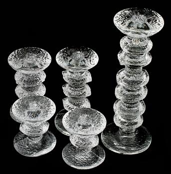 LJUSSTAKAR, 5 st, glas, "Festivo", Timo Sarpaneva, Iittala. Formgivna 1966.