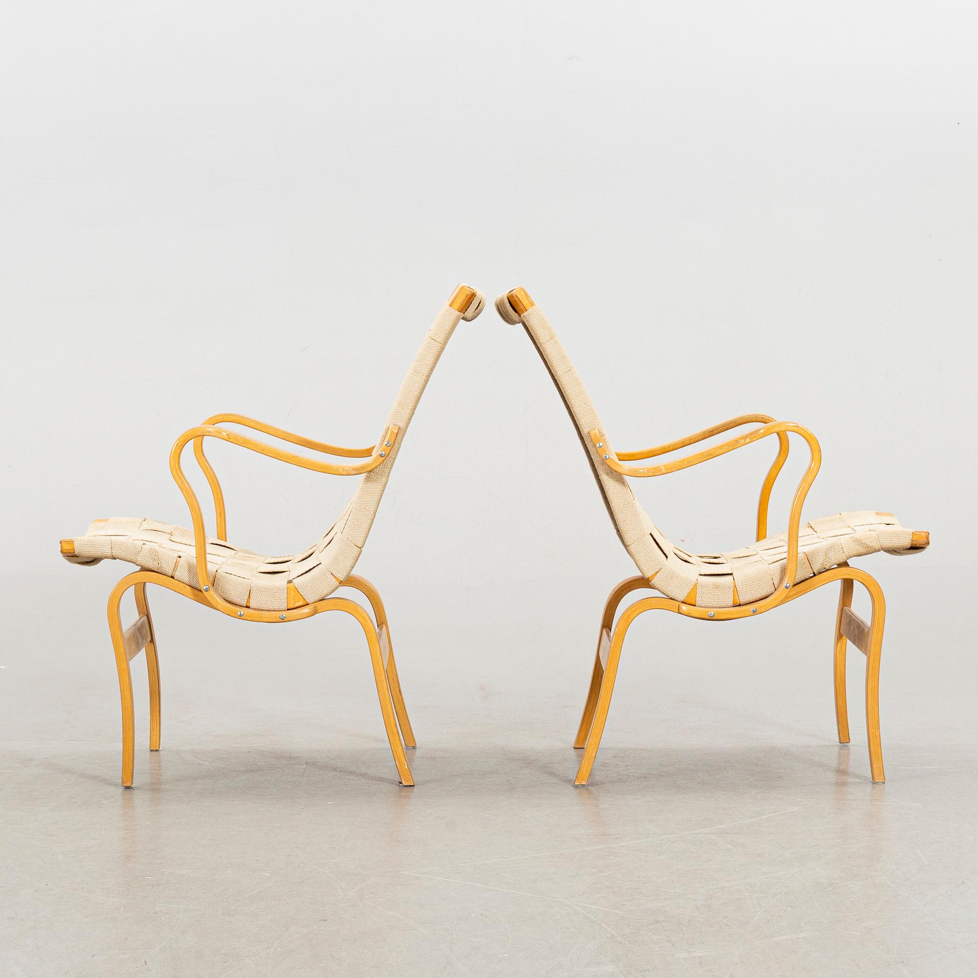 BRUNO MATHSSON, a pair of "Eva" armchaird for Dux.