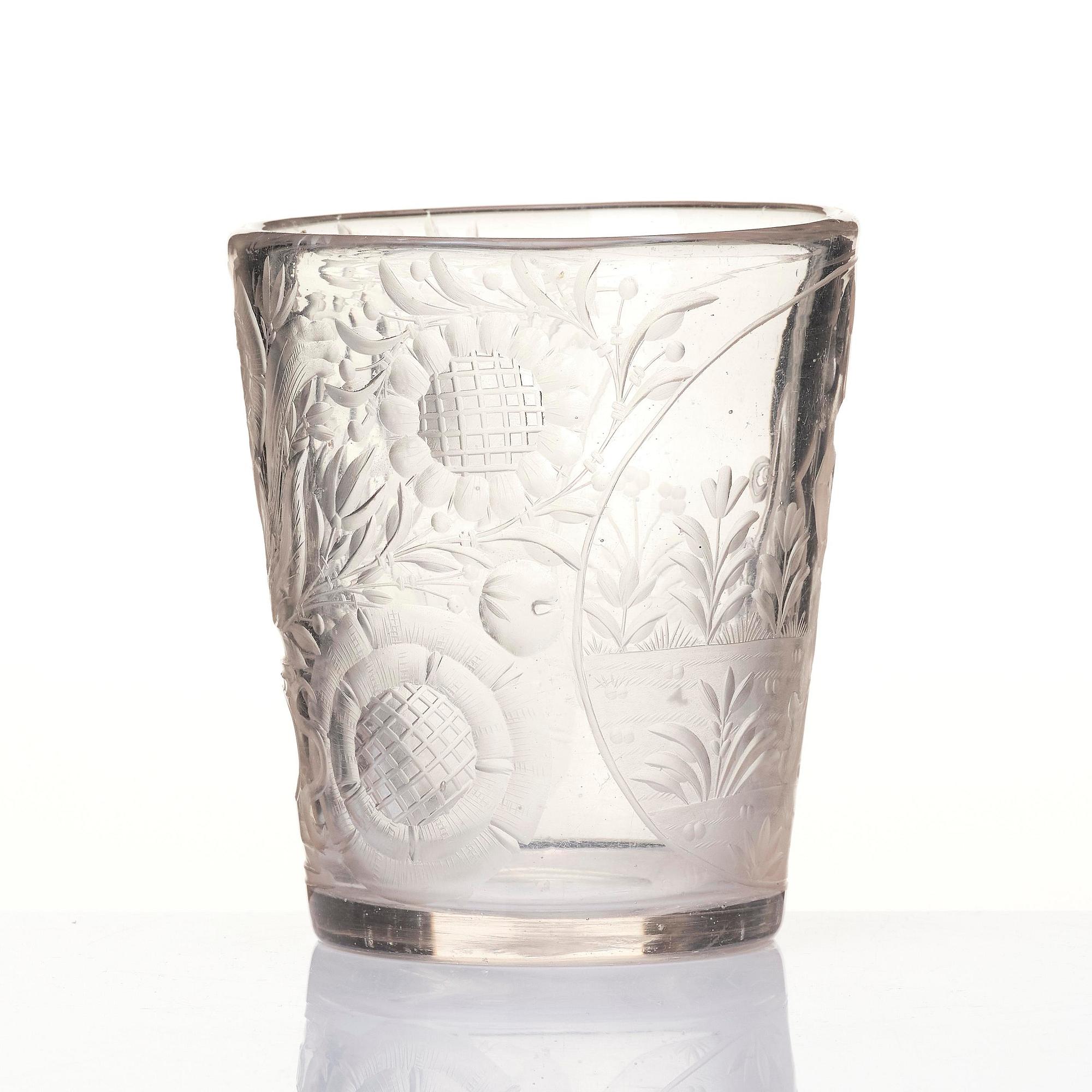 A Bohemian cut and engraved glass beaker, 18th century.