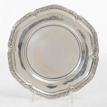 Three silver dishes,  with mark of GAB / CG Hallberg, Stockholm.