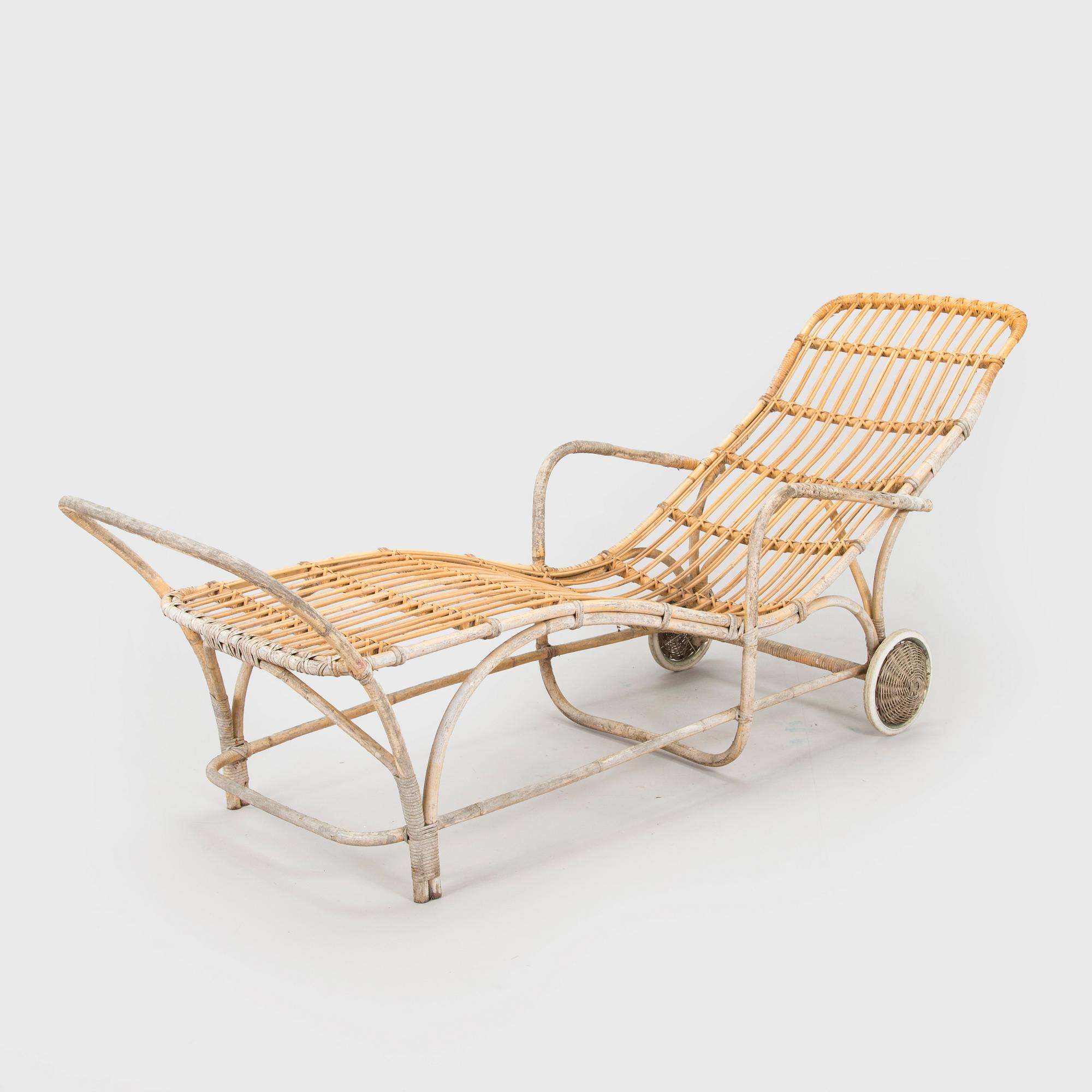 Aino Aalto, puutarhatuoli / aurinkotuoli, malli 374, jälleenmyyjä Artek, 1957.
