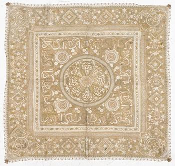 A silk and metal shawl. c. 105 x 99 cm, Turkey, first half of the 20th century.