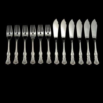 FISKBESTICK, 6+6 st, C G Hallberg, silver, 1949/1950, vikt ca 710 gram.