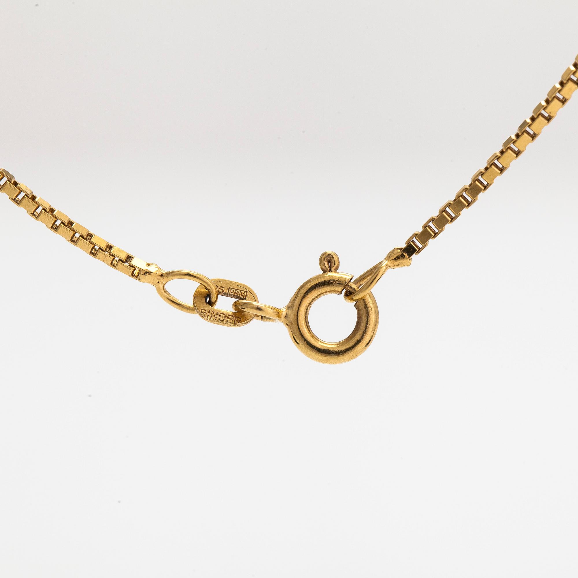 Halsband/ hänge, kors, 14K guld med diamanter tot. ca 0.19 ct.