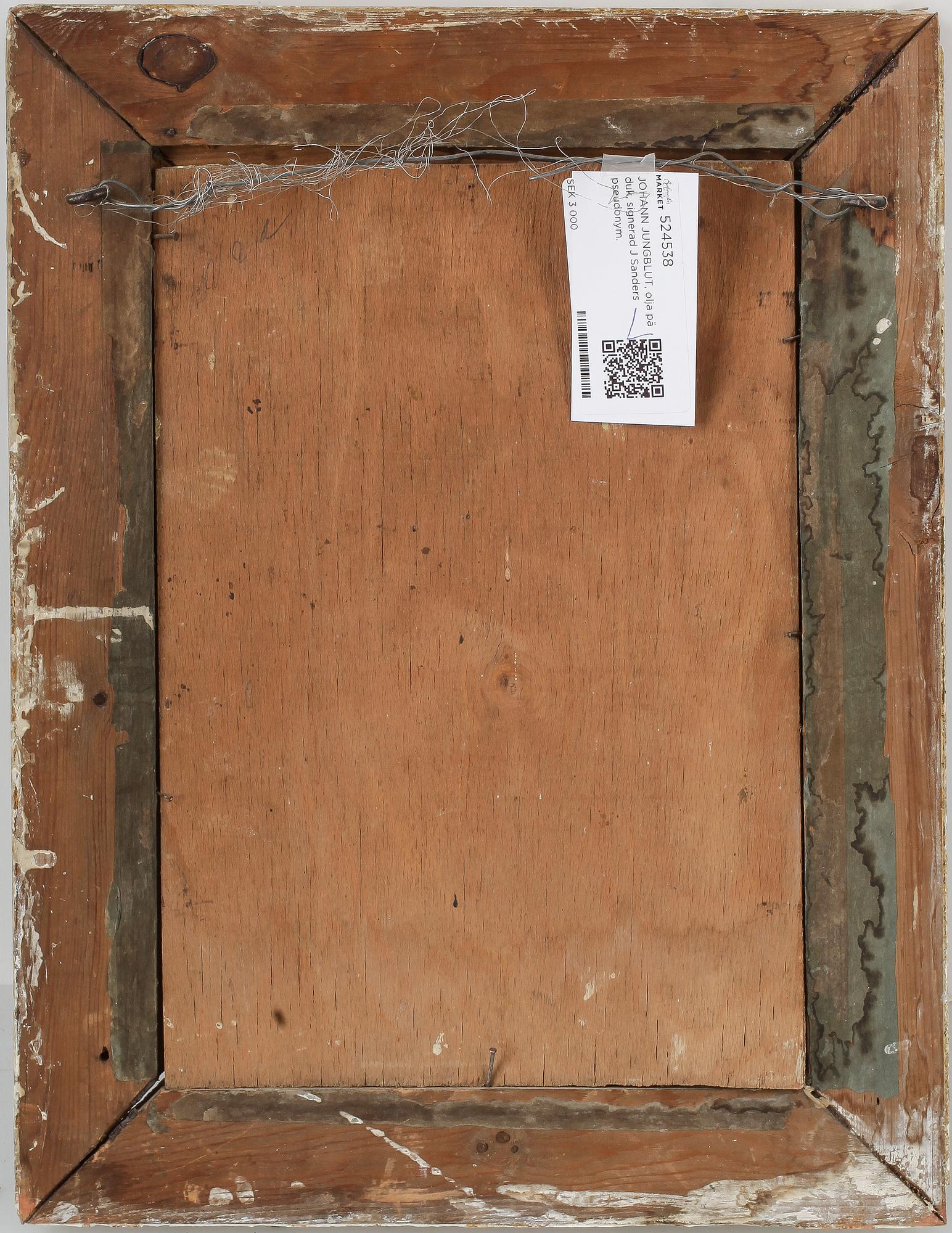 JOHANN JUNGBLUT, olja på duk, signerad J Sanders pseudonym.