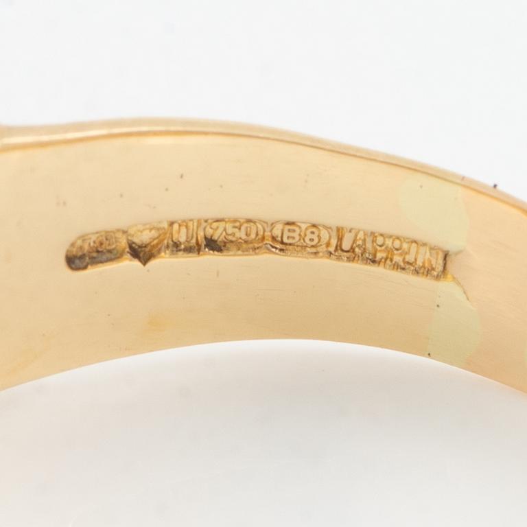 Björn Weckström, ring "Goldstone", 18K gold and copper ore. Lapponia 1979.