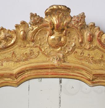 A rocococ giltwood mirror, Stockholm, later part 18th century,