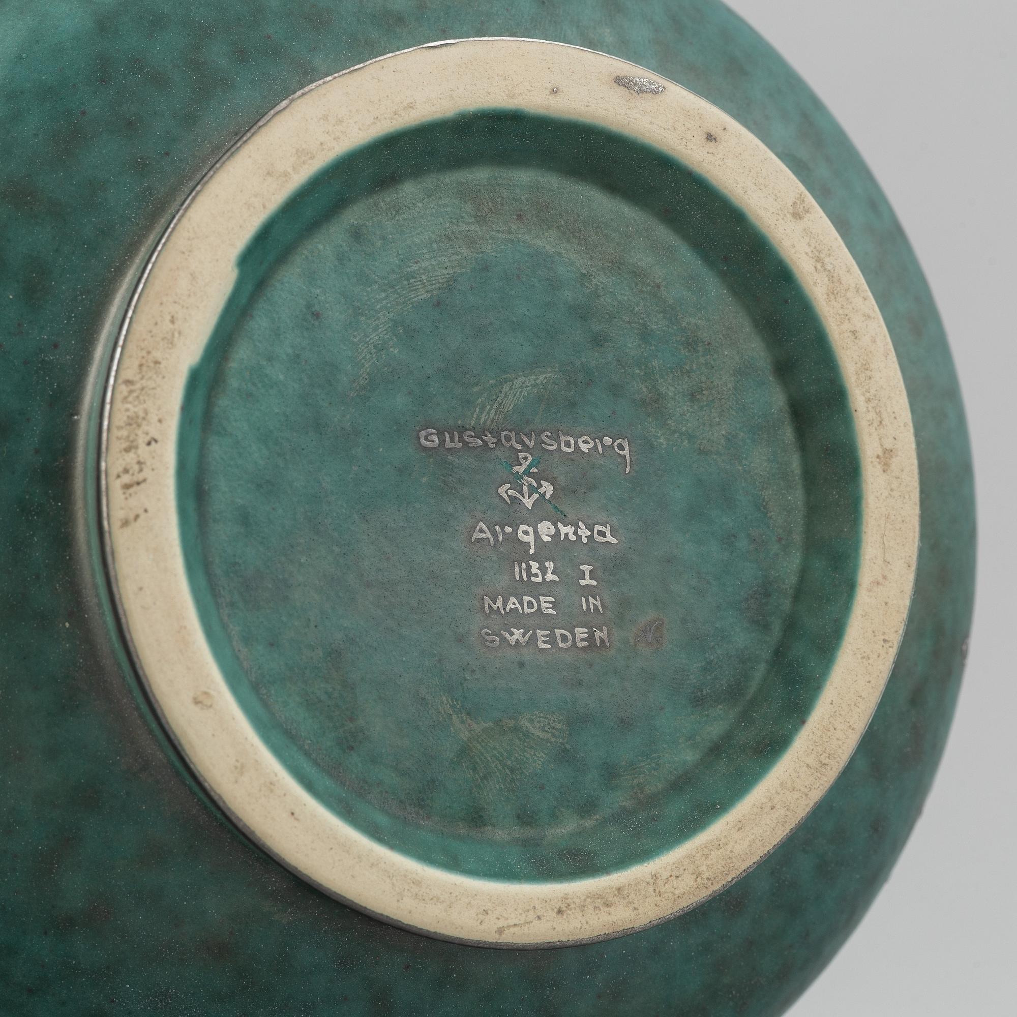 Wilhelm Kåge, vas, stengods, "argenta", Gustavsberg.