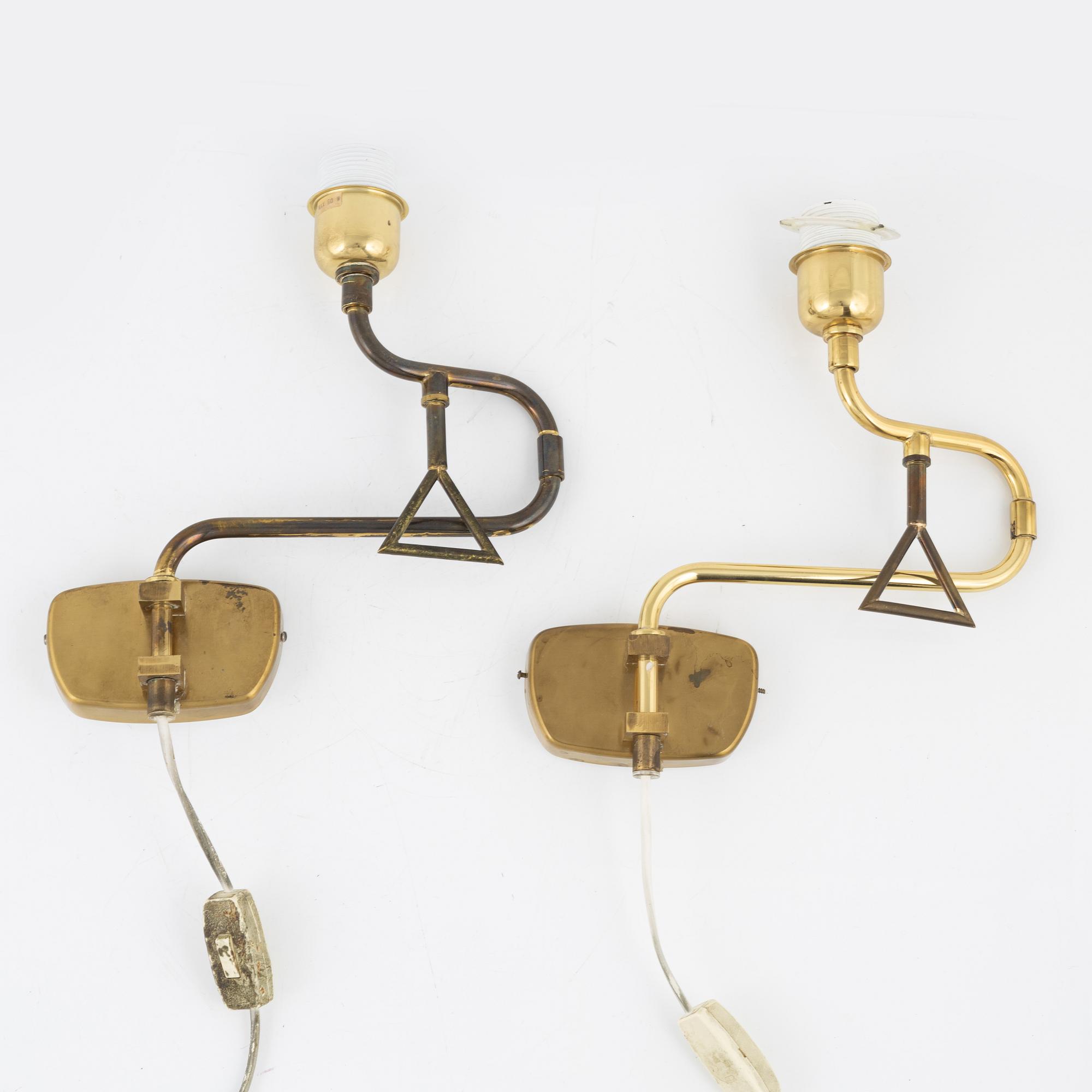 A pair of wall lamps, Armaturhantverk, Tibro, Sweden, second half of the 20th century.