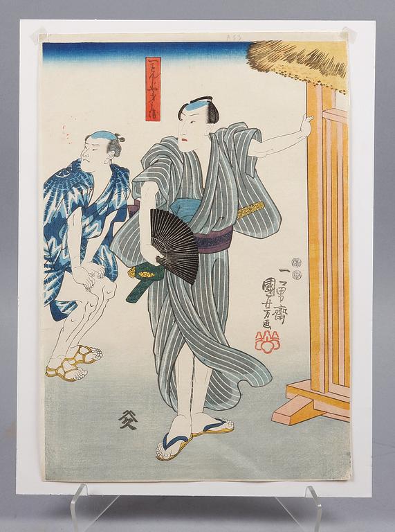 UTAGAWA KUNIYOSHI, träsnitt, 2 st.