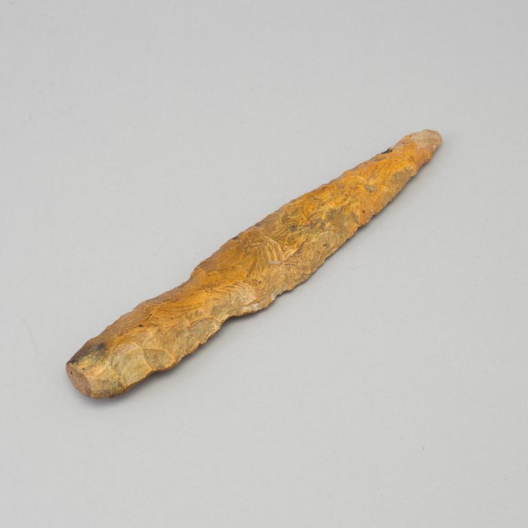 A Swedish Stone Age flint dagger or arrowhead.