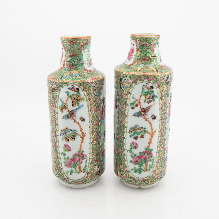 A pair of Chinese kanton porcelain vases later part of the 19th century.