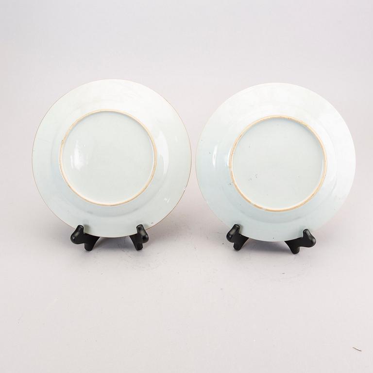 A set of four different Qing Dynsaty porcelain plates.