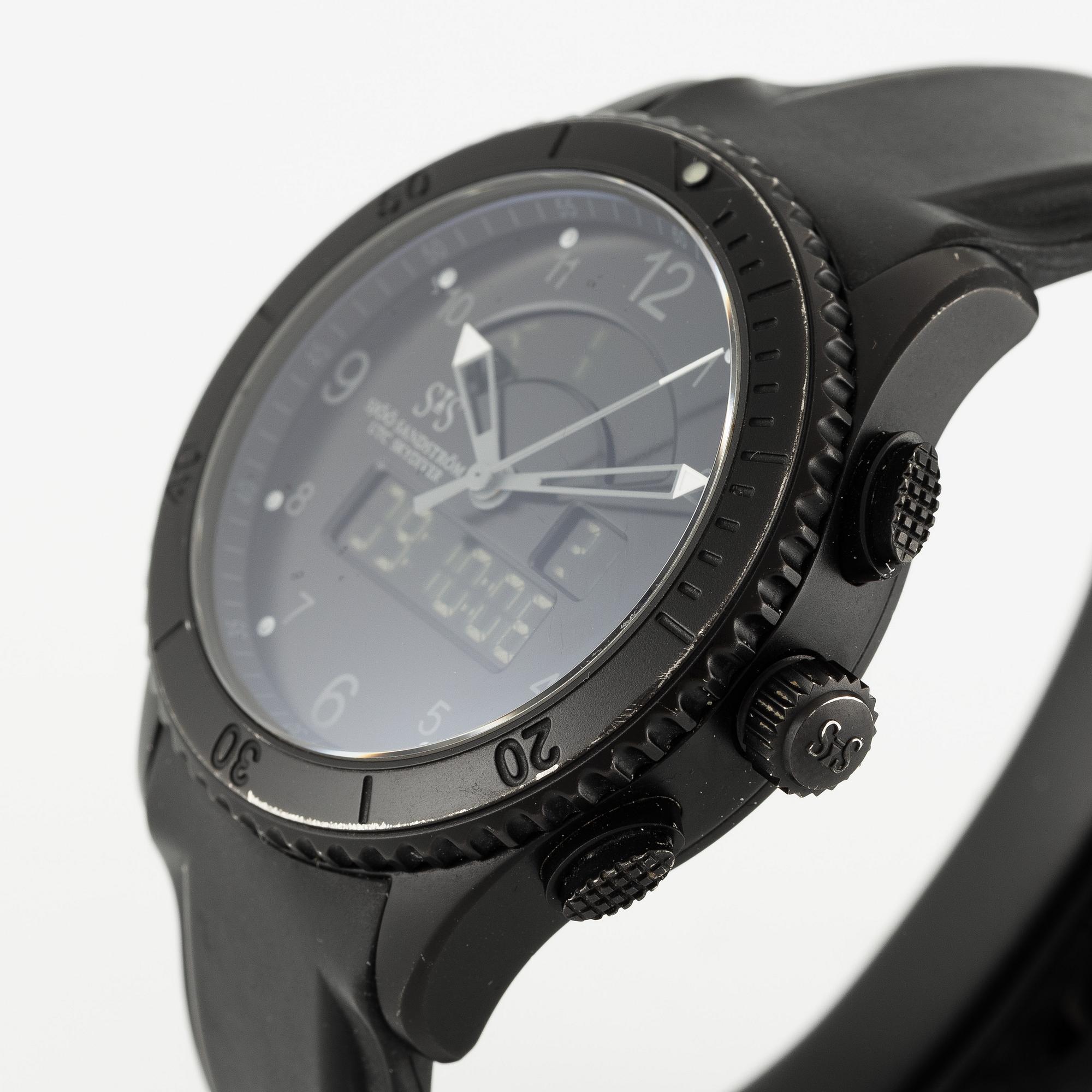 Sjöö Sandström, UTC Skydiver Black Night, wristwatch, 44.2 mm.