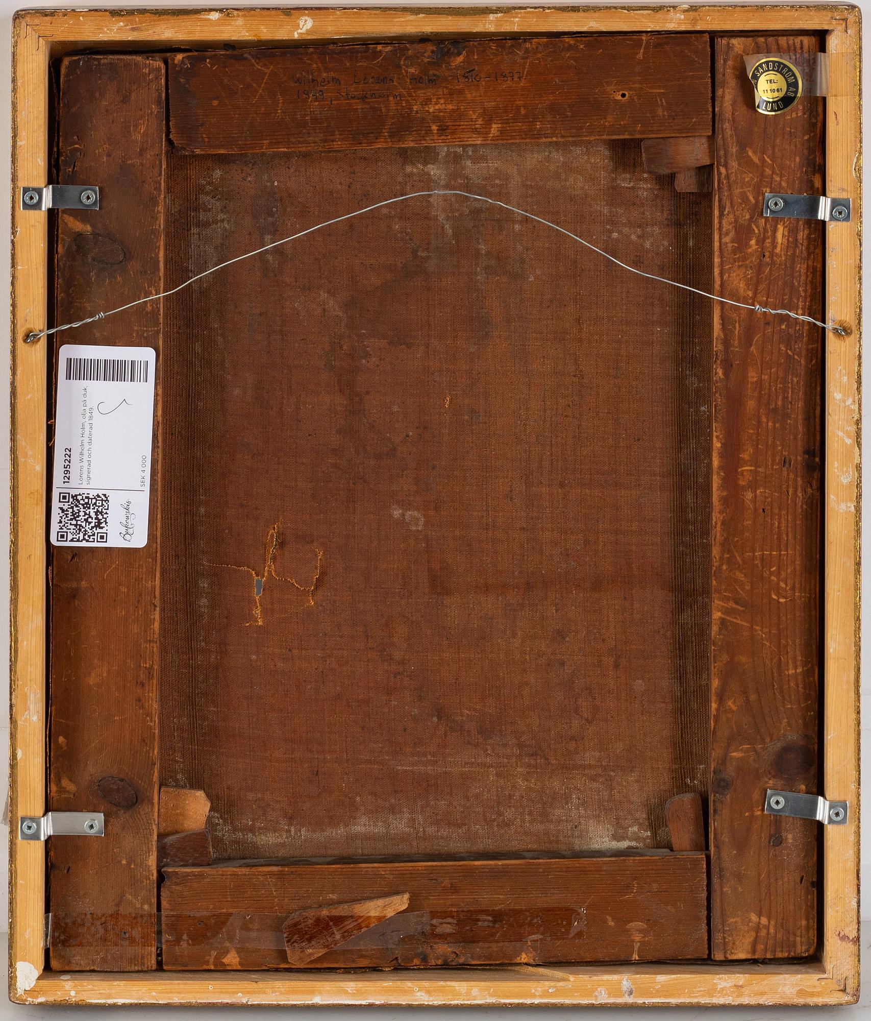 Lorens Wilhelm Holm, oil on canvas, signed and dated 1849.