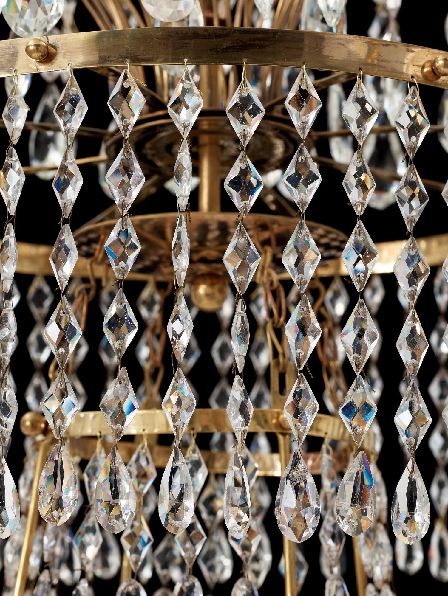 A late Gustavian circa 1800 nine-light chandelier.