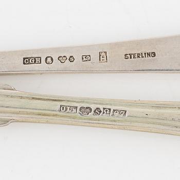 Bordsgafflar, 11 st, silver, Otto Larsson, Landskrona, 1917, Smörgåsgafflar, 12 st, silver, C.G.H. Stockholm, 1956-61.