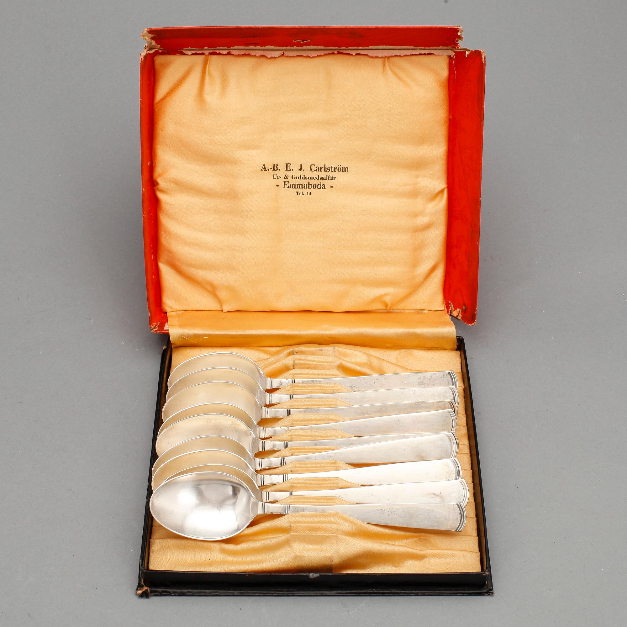 SKEDAR, 10 delar, silver, "Rosenholm", GAB, Stockholm, omkring 1960. Totalvikt ca 465 g.