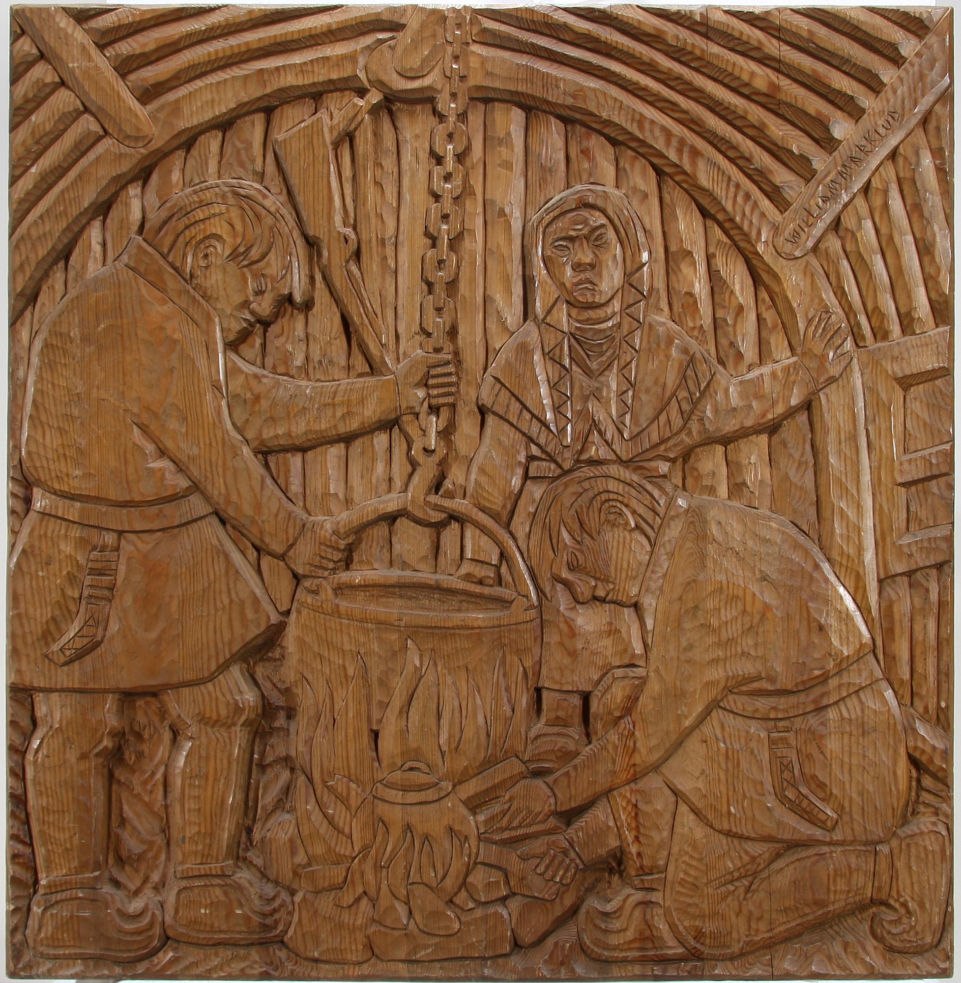 WILLIAM MARKLUND, relief i trä. Signerad.