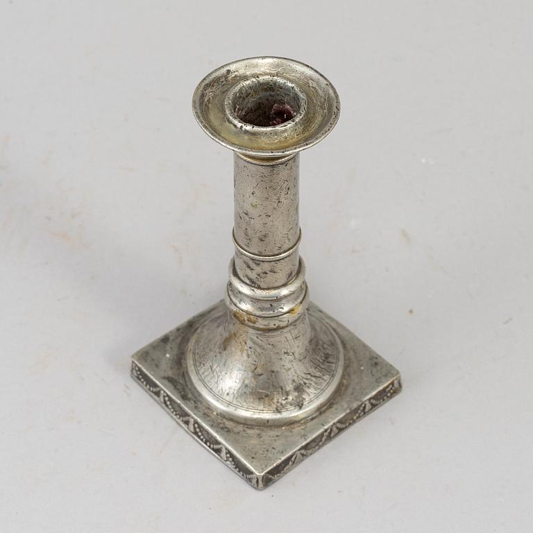 A pewter candlestick by Johan Fredrik Werrenrath, Lund 1852.