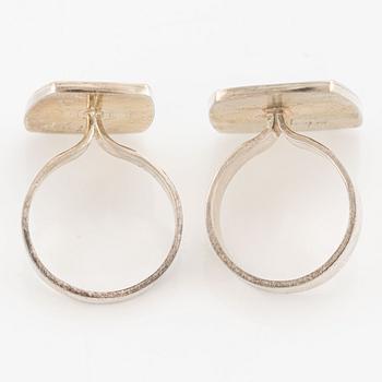 Anne Léger, rings, 2 pcs, silver and enamel, Norway.