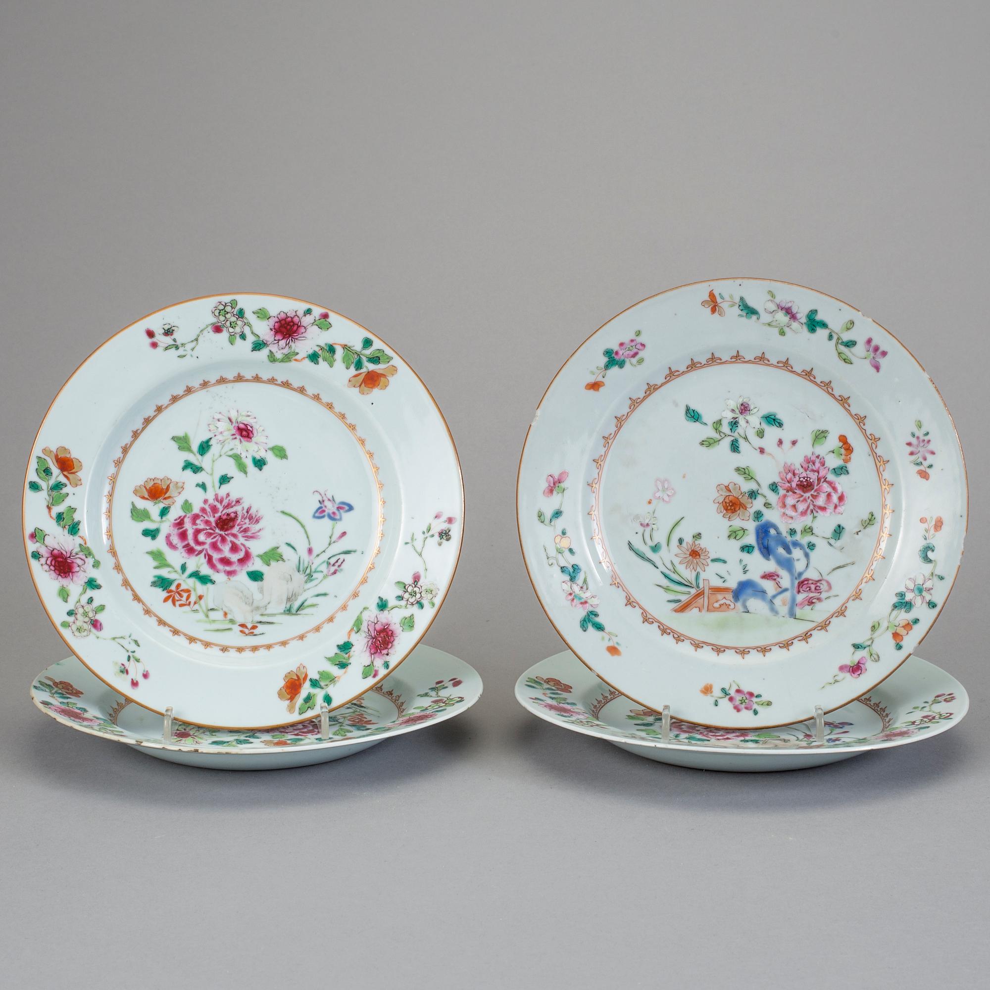 TALLRIKAR, 2+1+1, porslin, Kina, Qianlong (1736-95).