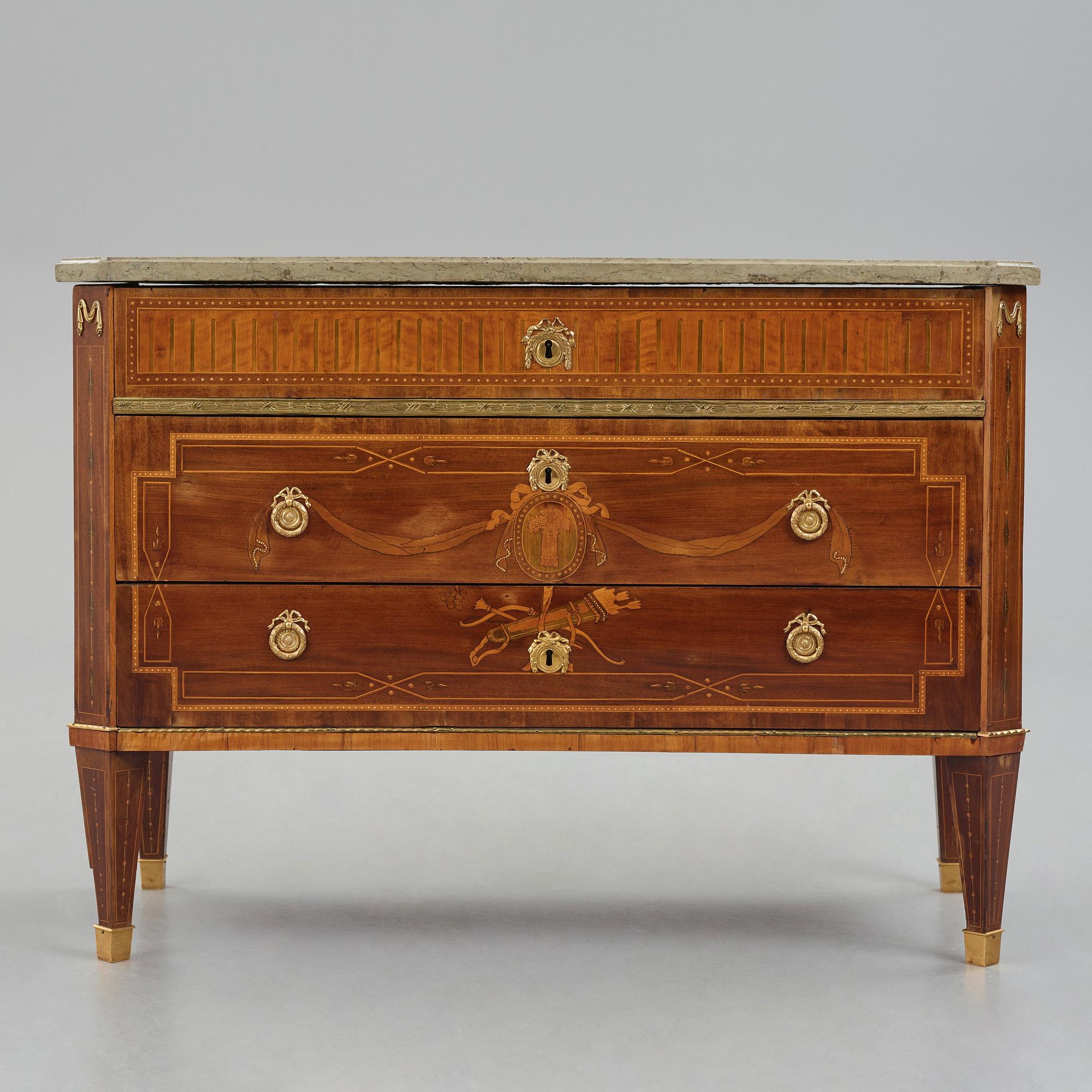 A Gustavian commode by N P Stenström (master in Stockholm 1781-1790), late 18th century, not signed.