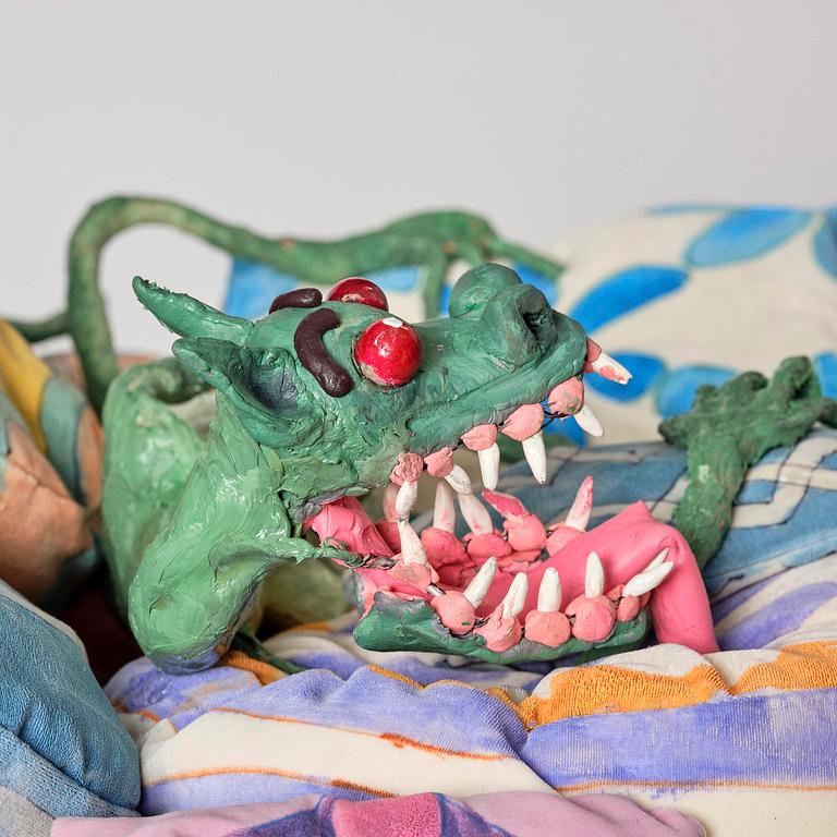 Nathalie Djurberg & Hans Berg, "Dragon on Pillows".