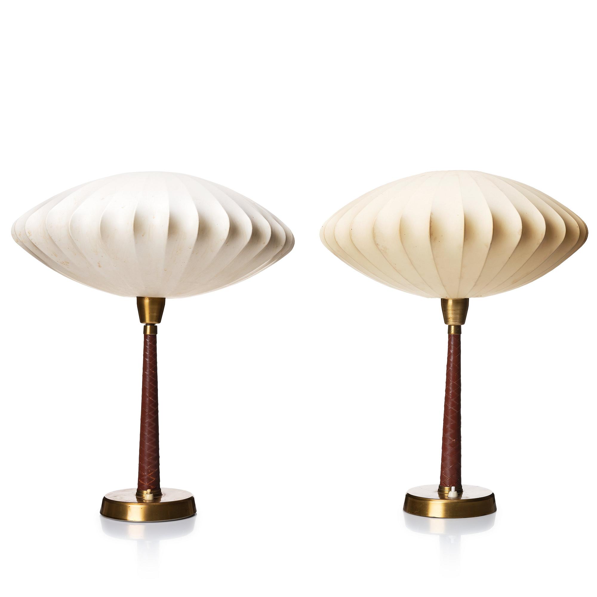Hans Bergström, a pair of table lamps, model "701", ateljé Lyktan, Sweden, 1950s.