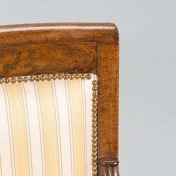 Karmstolar, 2 st, empir, 1820s-30-tal.