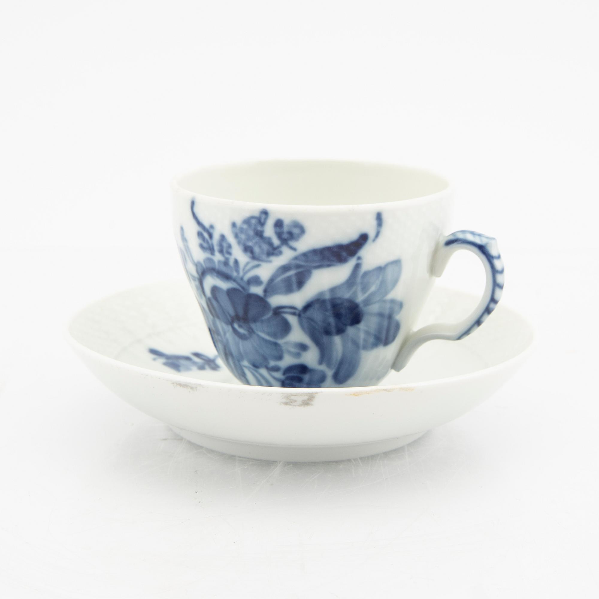 Coffee service 54 dlr "Blå Blomst" Royal Copenhagen Denmark porcelain 1953-1983.