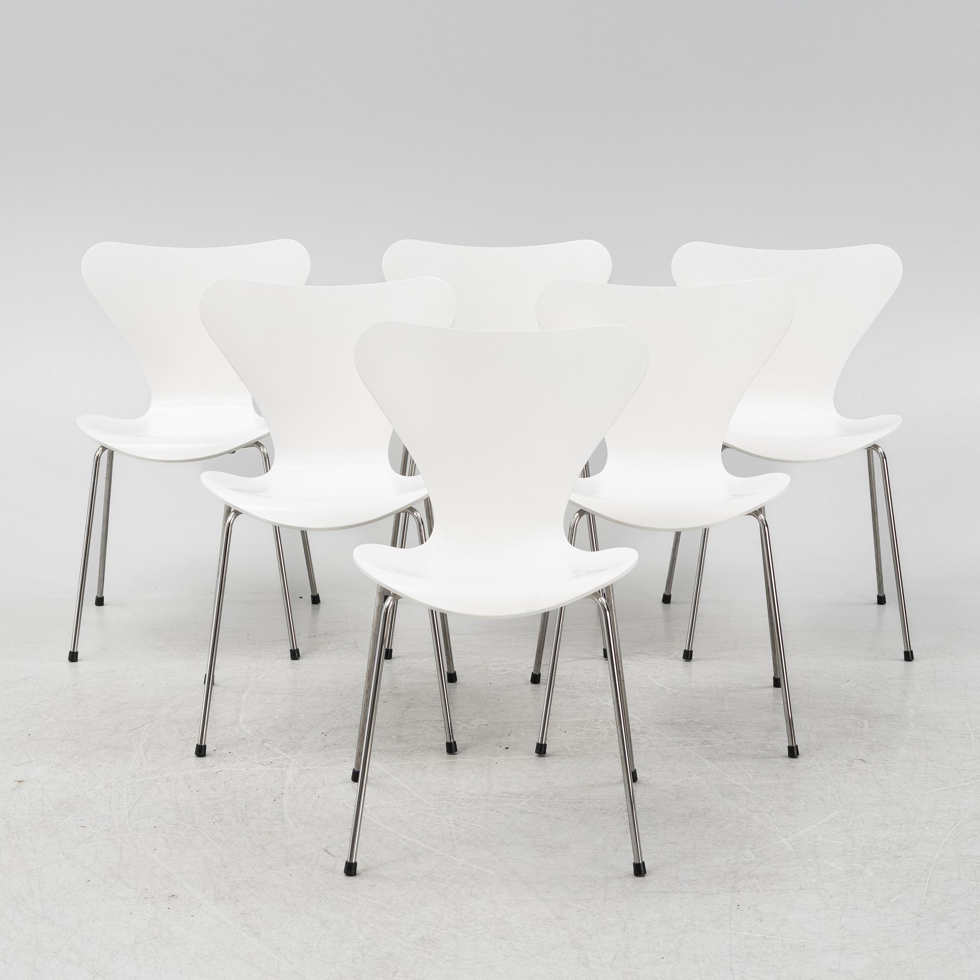 Arne Jacobsen, stolar, 6 st, "Sjuan", Fritz Hansen, 2008.