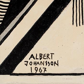ALBERT JOHANSSON, olja och collage på pannå. Sign och dat 1967.