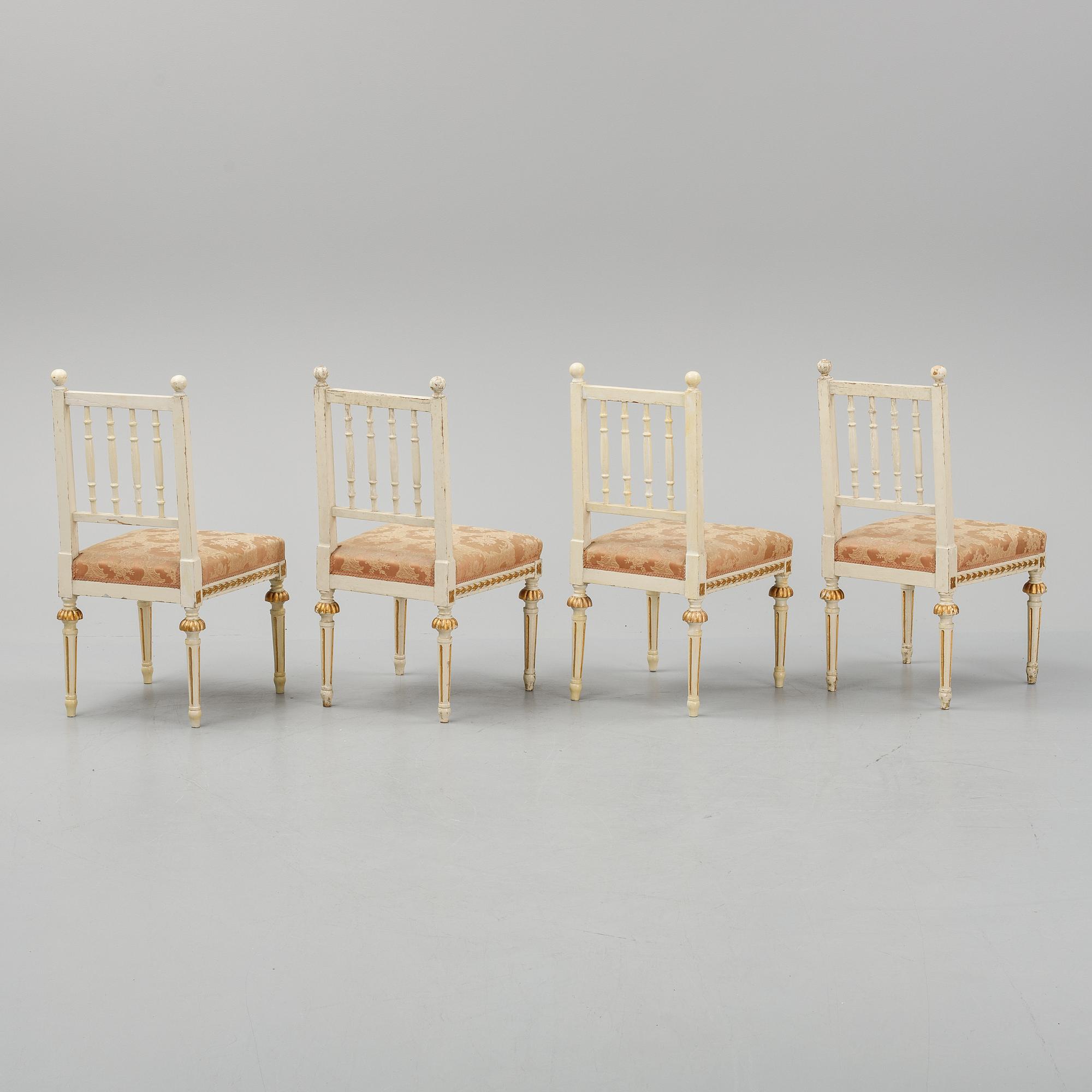 four gustavian style chairs from the second half of the 19th century.