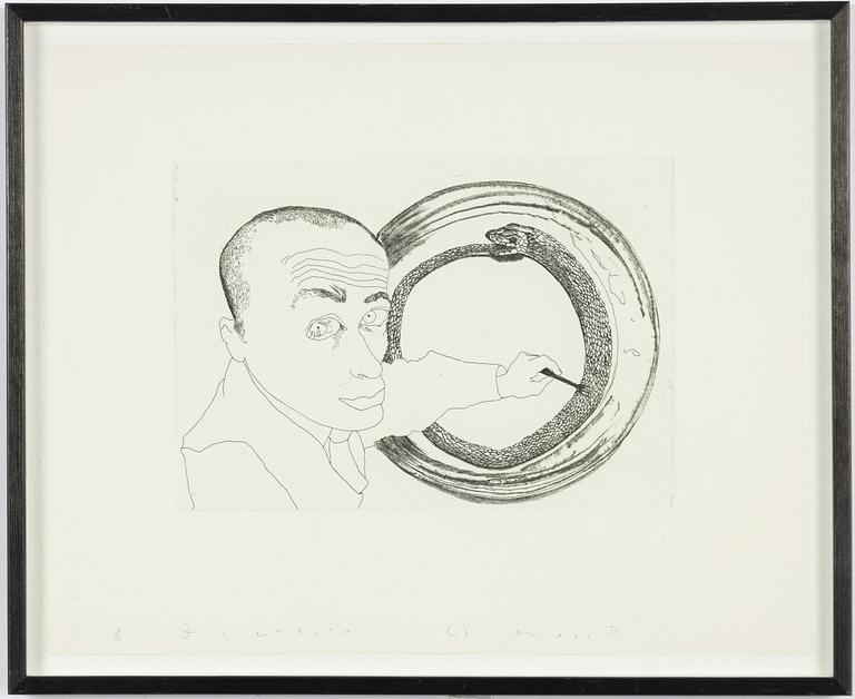 Francesco Clemente, ”Self portrait nr 4, Snake”.