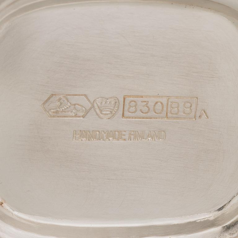 Coffee service, three parts, silver, Kultakeskus Oy, Hämeenlinna,  1976 - 1979.