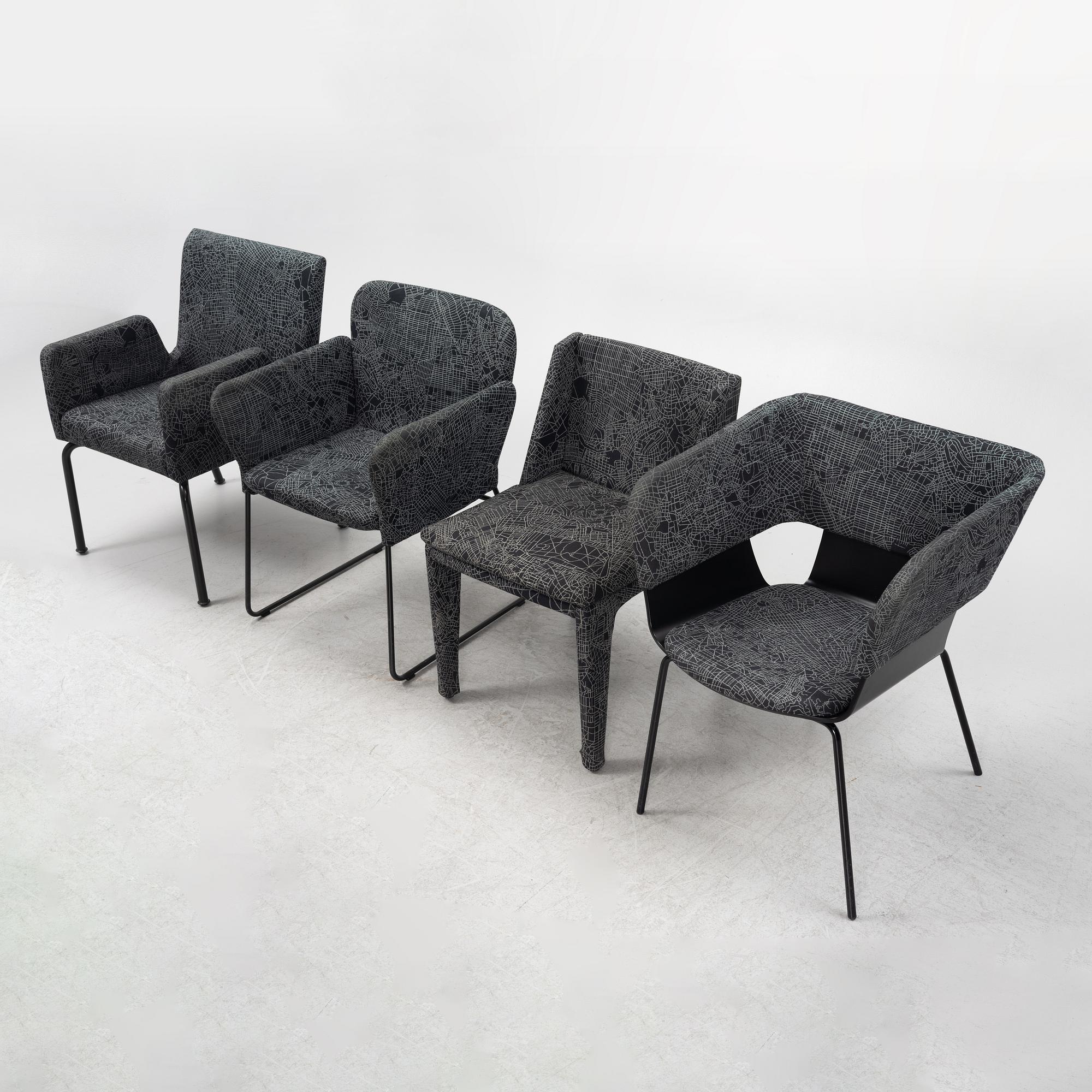 Claesson Koivisto Rune, 11 chairs and armchairs, various models, upholstered in the fabric "Metropolis", from the 2000s.