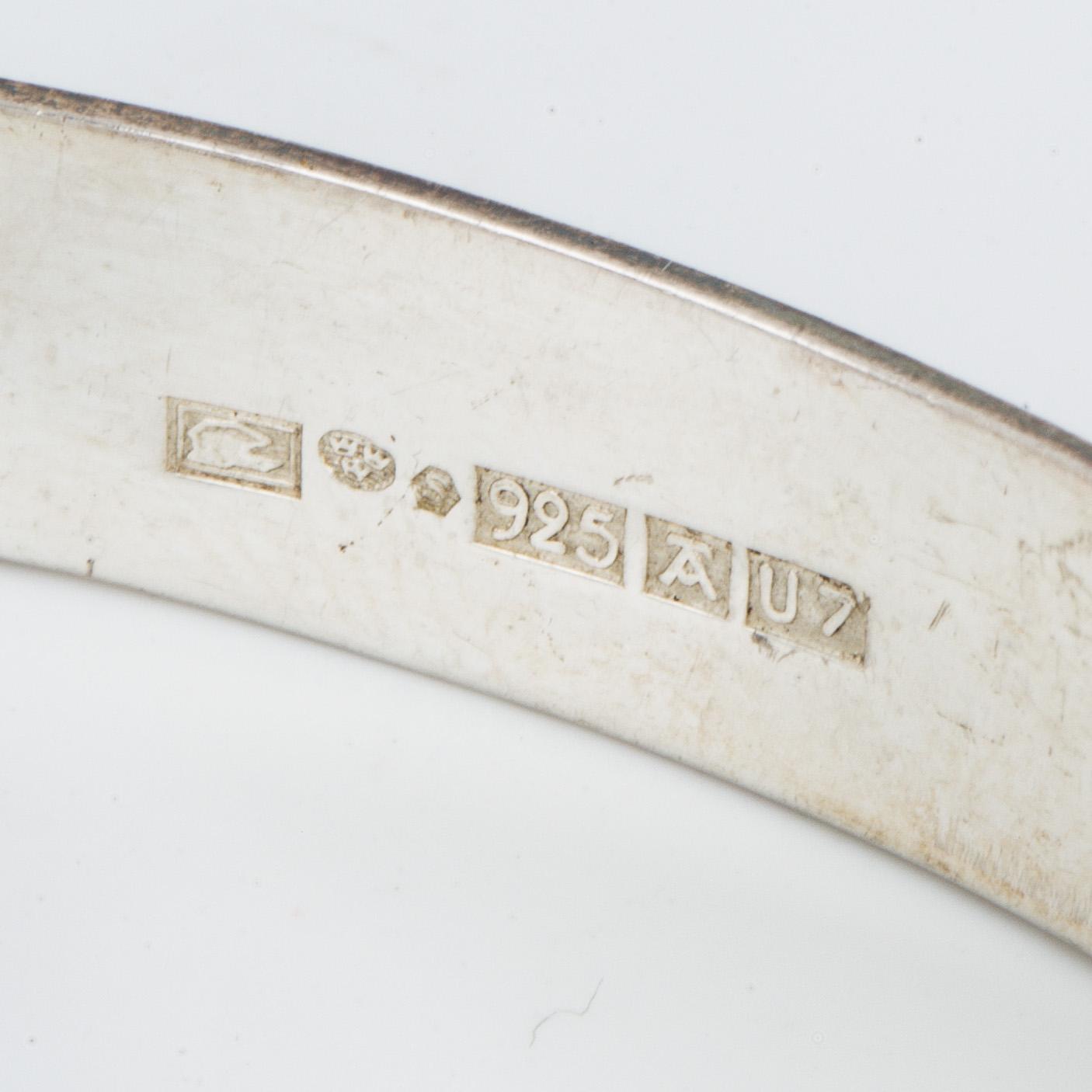 Ring and bangle, silver with rock crystal.