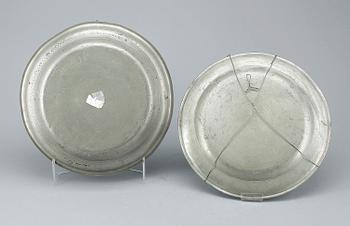 FAT, 2 st, tenn, otydliga mästarstämplar, 1800-tal.