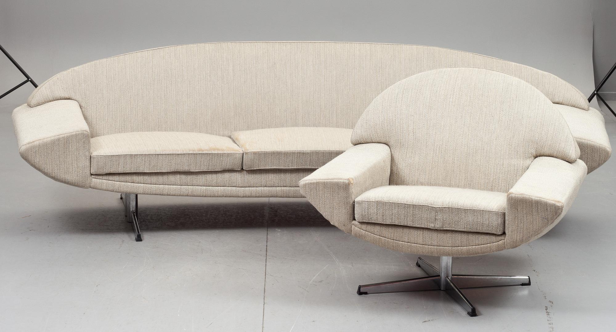 SOFFA och FÅTÖLJ, "Capri", Johannes Andersen, Trensum Möbelfabrik.