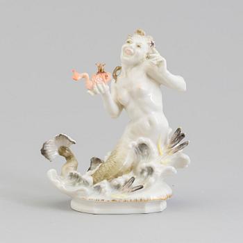 A Hutschenreuter figure of a mermaid with a fish prince, Germany, 1955-68.